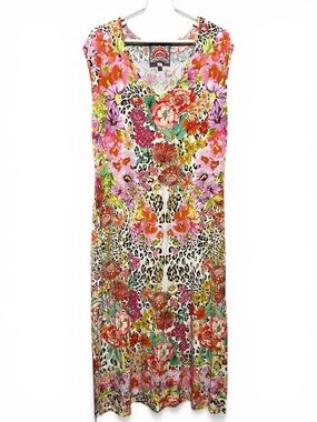 🌸 Johnny Was Wild Garden Party Midi Dress – Size M – Like New 🌸